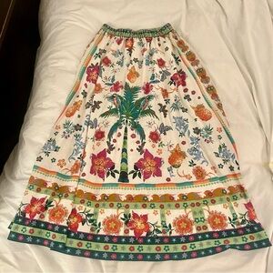 SOLD Rachel Zoe Bohemian Floral Palms Maxi Skirt